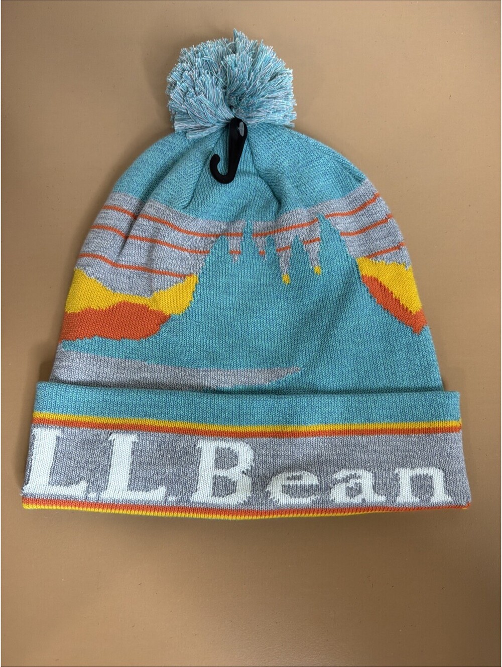 NEW LL Bean Mountain Katahdin Beanie WinterPom Hat Blue Ski Adult (D5)